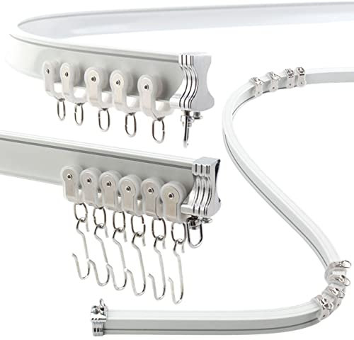 Aluminium Flexible Ceiling Curtain Track 3ft-6.6ft / 2m | Bendable Curtain Rail for Bay Windows & Shower | Heavy Duty Ceiling Mounted Track for Curtains, Room Divider, or Wall Installation