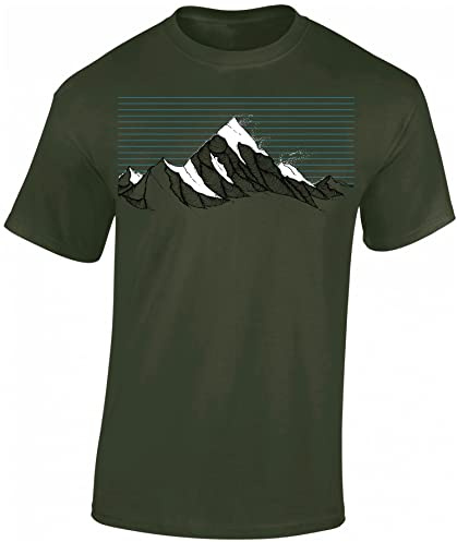 Baddery Wander Camiseta para hombre – Bergwind – Regalo para excursionistas y escaladores con diseño de montaña, Ejército - Viento de montaña, XL