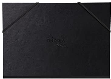 Rhodia 116193C - Sammelmappe / Zeichenmappe mit Gummizug, 3 Klappen, aus Kunstleder, 32x45 cm, zum Schutz, Aufbewahrung & für den Transport von Zeichnungen & Skizzen, Schwarz, 1 Stück
