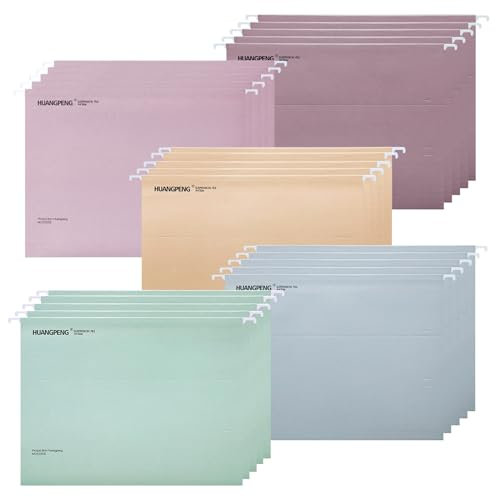 Hotyin Hängemappen im A4-Format – 25 Stück Hängemappen für Aktenschränke mit Laschen und Einsätzen – 5 Farben/Morandi