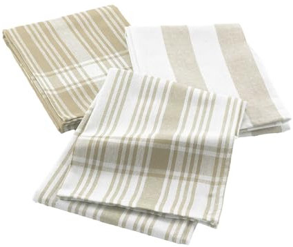 Douceur d'Intérieur bayado - 3 paños (50 x 70 cm) Lino, algodón Tejido