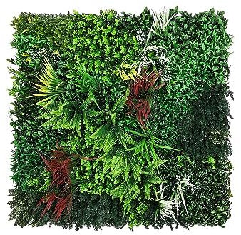 Trintion Artificial Hedge Plant Panels 100 x 100cm Grass Plant Wall Panels Green Privacy Living Wall Fence Screening Home Garden Spring Leaf Backdrop for Indoor Outdoor UV Stable Decoration Type D