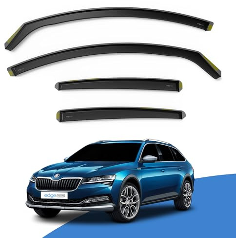 EdgeVisors Wind Deflectors for Skoda Superb MK3 Door 5 Door Estate 4pc | 4pc Set, In-Channel Rain Guards & Accessories