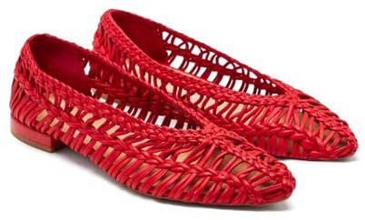 GIOSEPPO Ballerine in Pelle Intrecciata FAYSTON, Rosso, 41 EU