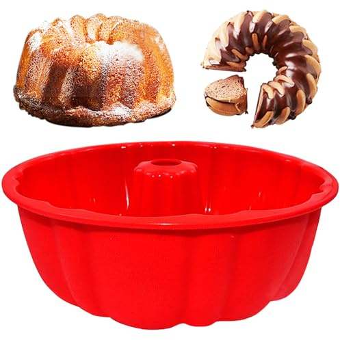 ASBAYSON 10 Inch Round Silicone Cake Pan, Non-Stick Silicone Baking Mold, Bakeware for Cake, Jello, Gelatin (Red, 1 Pack)