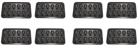 ISKDJBJG 8 Paquetes de Moldes Antiadherentes Madeleine, 12 Moldes para Hornear con Cáscaras, Moldes de Chocolate Antiadherentes para Horno Negro