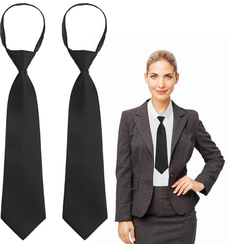 teasteam Cravatte Nere da Donna 2 Pezzi Regolabili JK Cravatte Strette Elegante Lunga Cravatta di Sicurezza per Matrimoni Ufficio Festa Lavoro E Eventi Professionali 8 * 36CM