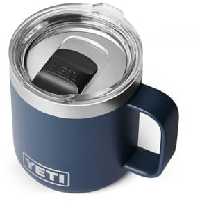 YETI Rambler 10 oz Ceramic Lined Stackable Mug, Vacuum Insulated, Stainless Steel with MagSlider Lid, Navy