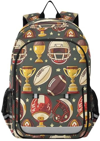 Mnsruu Rugby Helmets American Football Backpack for Kids Boys Girls School Bag Women Men Laptop Backpack Travel Rucksack