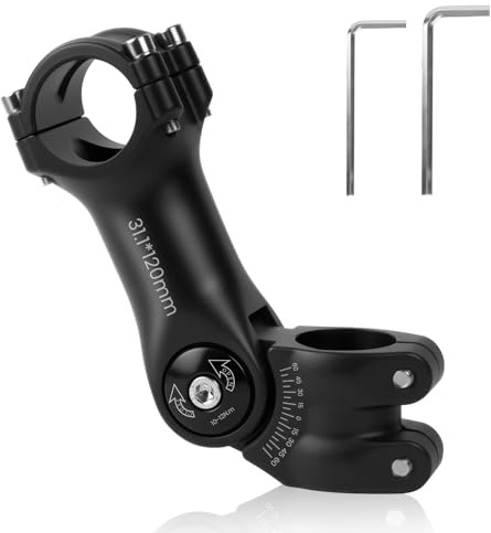 AOOSA Potence de Vélo Réglable, 31,8 mm x 120mm Potence de Guidon Riser, Réglable ± 60 ° Trou Hexagonal en Alliage d'aluminium Extension de Guidon pour vélo de Route, VTT, BMX, Cyclisme