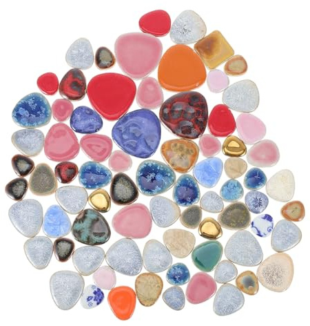 SEWACC Piastrelle e Pietre Fai Da Te in Ceramica a Ciottoli Irregolari 500g, Materiale Colorato Per Mosaici Creativi e Decorazioni Naturali, Per Artigianato e Regali Per Inaugurazione Casa
