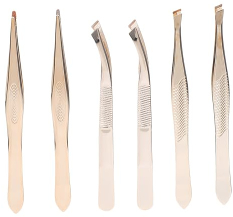 Garneck Professionelles Wimpernzangen aus Edelstahl – 6 Stück mit Geraden Schrägen und Gebogenen Spitzen Ergonomische Pinzetten für Wimpernverlängerung Augenbrauenstyling und Make Up