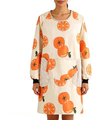 LZJDHKJ Tablier De Cuisine Manches Longues Femme Tablier Blouse Peinture Adulte pour Cuisine, Pâtisserie, JardinageA,One Size