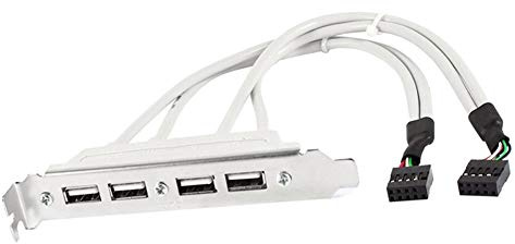 P89 USB 2.0 Slotblech - 2X 9-Pin Mainboard Header auf 4X Buchsen, Erweiterungskabel für PC-Gehäuse, Inklusive PCI-Steckplatzabdeckung