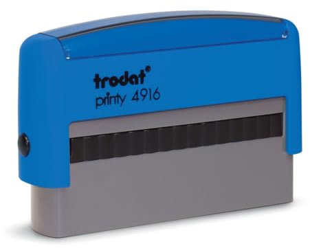 Trodat Printy 4916 - Tampon Encreur Professionnel Automatique 2 Lignes Pour Chèques À Personnaliser - Empreinte 70 x 10 mm Offerte (Bleu)