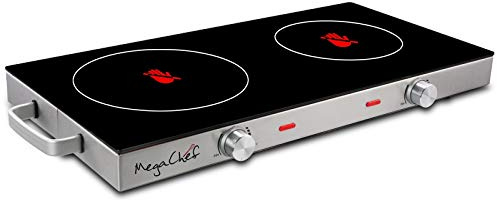 MegaChef Ceramic Infrared Double Cooktop, 25 Inch, Black