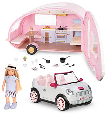 Lori Eliza's Glamping Set, Doll Camper and Convertible Car Set, Playsets