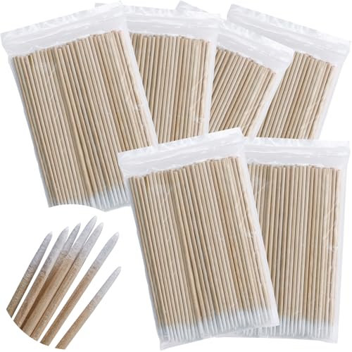 Orrdiffi 600 Stück Wattestäbchen holz spitz reinigungsstäbchen cotton swabs microstäbchen holzstäbchen für Tattoo, Augenbrauen, Beauty, lippenstift,wimpern, Make-up, Nägel,augenbrauen tattoo（10cm）