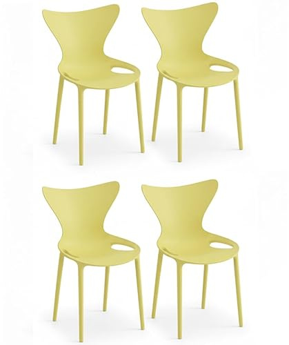 Display Guru Set Of 4 Modern Style indoor outdoor Modern Retro Dining Garden Stackable Chairs (Yellow)