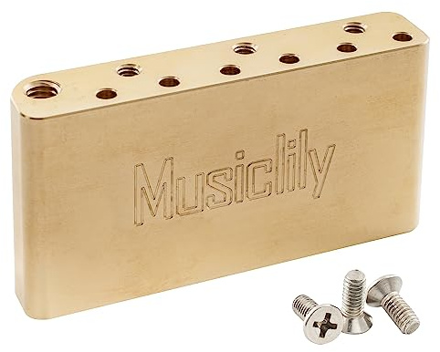 Musiclily Ultra 36mm Blocco Tremolo Corto in Ottone 52,5mm String Spacing per Ponte Chitarra Elettrica China Squier Nuovo dopo il 2021 Affinity 2-Pivot