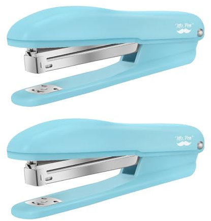 Mr. Pen - Grapadoras para escritorio, paquete de 2 con 200 grapas, capacidad para 20 hojas, azul, grapadora de oficina, grapadora de escritorio, engrapadora con grapas, juego de grapadoras