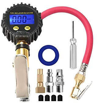 AGAATI Digitaler Reifenfüller mit Manometer, 200 PSI Luftspannfutter und Kompressorzubehör, robust, mit Gummischlauch und Schnellkupplung