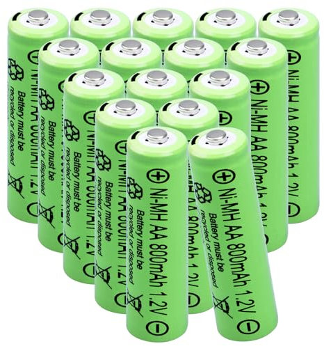 16 Pack AA 800mAh 1.2V Ni-MH Rechargeable Batteries for Solar Lights