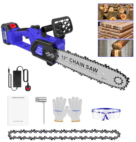 Brushless 12inch 5000W Mini Cordless Chainsaw Electric One-Hand Saw Wood Cutter with 4.0Ah Battery and Charger for Wood Cutting Tree Pruning Branches Trimming