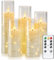 Homemory Flickering Flameless Candles with String Lights, Battery Operated Candles with Remote Control and Timer, Embedded Fairy Lights LED Candles, Acrylic, Home Decoration, White, Set of 5