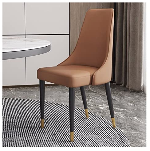 Esszimmerstühle aus PU-Leder, 2er-Set, gepolsterte Seitenstühle, Bauernstühle, gepolsterte Mid-Century Modern Esszimmerstühle mit Metallbeinen für Küche und Wohnzimmer (Farbe: Braun)