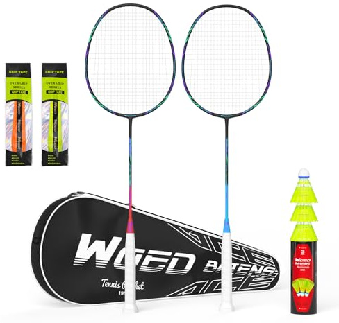 Professional Carbon Fiber Badminton Rackets Badminton Racquet for Backyards Gym(2/4 Packs)