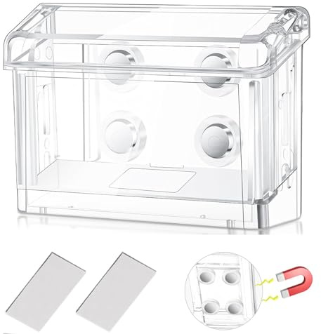 Jetec 1 Pcs Magnetic Outdoor Business Card Holder, Acrylic Vehicle Clear Business Card Holder Mount Box for Smooth Metal Surface for Office Store Trucks Wall, 4.25 x 1.46 x 2.87 Inch