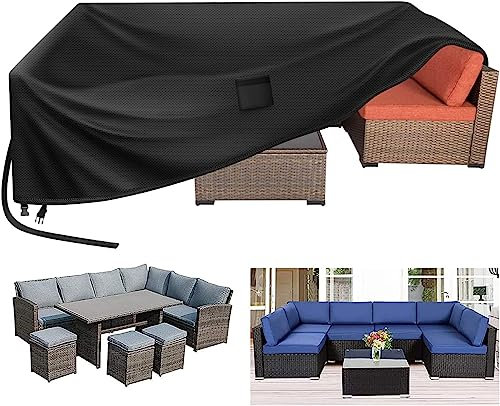 Kovshuiwe Cubierta de Muebles de Jardín,250x210x90cm Cubierta Protectora de Muebles de Jardín Impermeable,Resistente al Viento,Resistente a los UV,420D Resistente al Viento,Cubierta Protectora