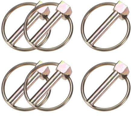 M METERXITY 6 Pcs 1/4 Goupille d'Arrêt avec Anneau, 1-3/16 Goupilles de Remorque à Goupille en Acier au Carbone pour Bateau/Camion/Tracteur/Chariot/Tondeuse à Gazon [6x30mm, Zinc Coloré]