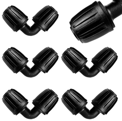 VooGenzek 5 Pièces 20mm Connecteurs de Tuyaux, Connecteur de Tuyau Cannelé en Plastique, Raccord D'irrigation, Connecteurs Barbelés de Tuyaux pour Système D'Irrigation, Coude