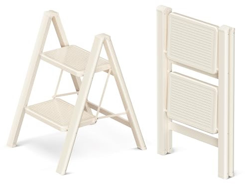 GameGem Scaletta a 2 Gradini per Adulti, Scala Pieghevole con Base Sicura, Pedane Allargate, Design Estetico che si Integra Perfettamente negli Interni Domestici
