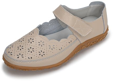 Rusffes Womens Leather Mary Janes Comfort Casual Work Office Nursing Shoes Sandals
