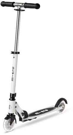 Micro® | Micro Sprite LED Scooter 2 Ruedas Niños | Patinete y Puños Plegables | Ruedas con iluminación LED | Ligero y Regulable en Altura | +5 Años | Niños y Niñas