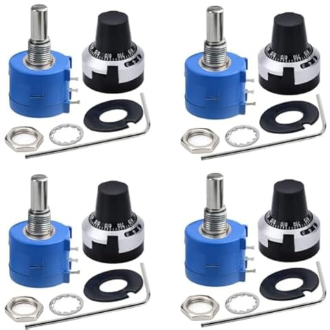 Spourita 4 pezzi 3590S-2-103L 10K Ohm Potenziometro rotativo a 10 , avvolgimento del filo di precisione multitanale
