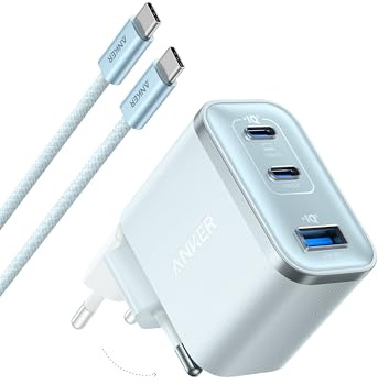 Anker Nano 70W USB C Ladegerät, Laptop Ladegerät, 3-Port-Netzteil mit 70W schnellladegerät, kompakt & stylisch, für iPhone 17/Pro/Pro Max/iPhone Air/16/15, MacBook Air, iPad, Pixel, Galaxy und mehr