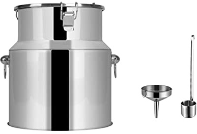 OWOHYG Milk Churn Can Jug Canister with Carry Handle and Silicone Sealed Lid - Milk Cream Transportation Container Wine Pail Bucket Oil Barrel Tea Canister/Siliver / 14L,Siliver,5L