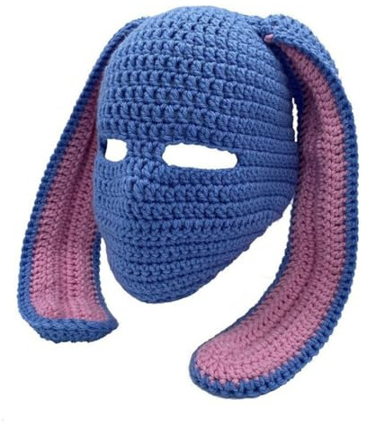 Pasamontañas divertido con orejas de conejo, gorro de moto, pasamontañas de punto, pasamontañas, bicicleta, mujer, hombre, invierno, máscara facial cálida, al aire libre, gorras de nieve, trineo de