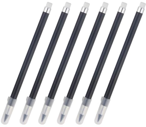NOLITOY Matite Cancellabili 6 Pezzi Nere Scrittura Infinita e Struttura Resistente per Ufficio e Scuola Riutilizzabili e Leggere