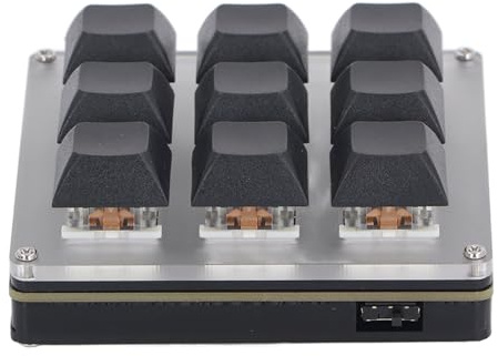 Goshyda Teclado Compacto para Juegos Profesional con una Sola Mano, Personalizable, 9 Teclas, Bluetooth 5.1, USB Tipo C, Miniteclado para Juegos y Música