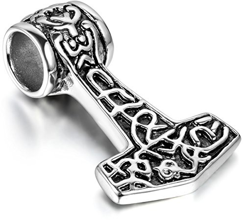 JewelryWe Smycken herr halsband med Tors hammare hänge vikingkedja för män silver
