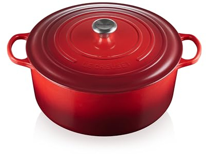 LE CREUSET Evolution Casseruola in Ghisa con Coperchio, Diametro 34 cm, Rotonda, Adatta a Tutte Le Fonti di Calore, Inclusivo Induzione, Volume: 12.6 l, 9,035 kg, Rosso (Ciliegia)