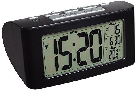 TFA Dostmann Siesta Funkwecker mit Kurzschlaf-Timerfunktion, Kunststoff, schwarz, 13,8 x 7 x 7cm