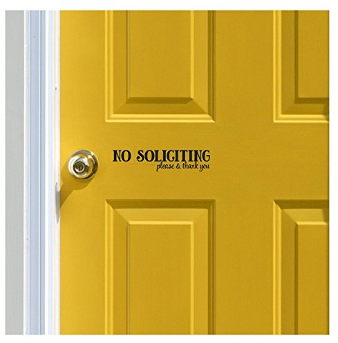 No Soliciting..Please and Thank You Front Door Vinyl Lettering Decal (Black)