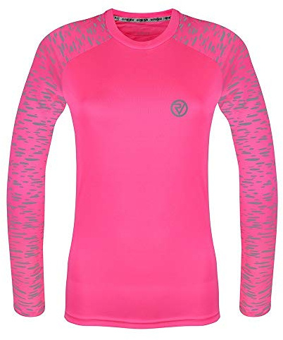 Proviz Womens REFLECT360 Sports T-Shirt – Reflective, Long Sleeve, Fluorescent Running Top for Women, Gym Top, Hi Vis Ladies Running Top Pink