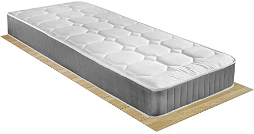 Comprarredo Materasso rigido singolo a molle bonnel in acciaio temperato PANAMA 80x190, alto 19 cm anallergico e antiacaro in tessuto cotone trapuntato bianco e fascia 3D traspirante